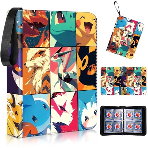 Classeur Carte Pokemon, Album Carte à Collectionner, en cuir Imperméable Fermeture éclair, 50...