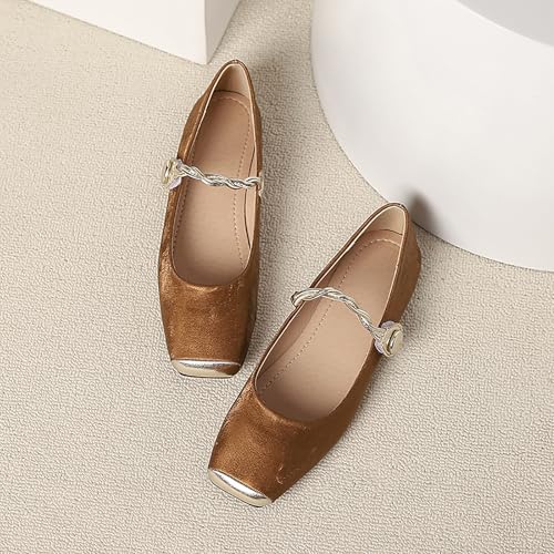 Elegant Women's Dress Shoes, Ideal for Casual Office Settings - Mary Jane Style Slip-On Flats with Square Toe Design2