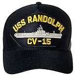 United States Navy USS Randolph CV-15 Aircraft Carrier Ship Emblem Patch Hat Navy Blue Baseball Cap
