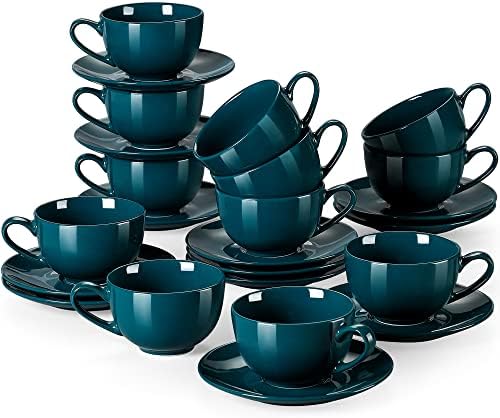 LOVECASA Porcelain Espresso Cups with Saucers - 80 ml - Set of 6, Hot Assorted Colors Cup & Saucer Sets