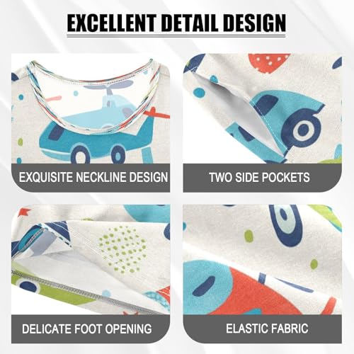 senya Short Sleeve Pajamas Sets Summer Cotton Sleepwear Cute Blue Red Air Plant Green Car4