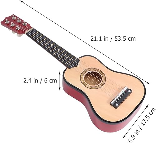 Miniatura 8 de ARTIBETTER Guitarra acústica infantil de 21 pulgadas, guitarra acústica pequeña para principiantes, guitarra de madera de 6 cuerdas, ukelele beige,