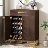Tribesigns Meuble à Chaussures pour 20 Paires, Armoire à Chaussures Autoportante à 5 Niveaux avec Portes et Étagères Réglables, Rangement Organiseur de Chaussures pour Entrée, Couloir et Salon