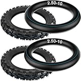 2.5-10' Off-Road Tire and Inner Tube Set - 2.50-10 Dirt Bike Tire with 10in Rim and 2.5/2.75-10 Dirt Bike Inner Tube Compatible with Honda CRF50/XR50 Yamaha PW50 Suzuki DRZ70/JR50 Dirt BikeTires, 2Set