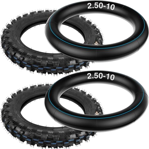 2.5-10' Off-Road Tire and Inner Tube Set - 2.50-10 Dirt Bike Tire with 10in Rim...