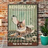 Plaque en métal vintage en forme de chat du Bengale - pour la fête des pères et la fête des enfants - 20,3 x 30,5 cm