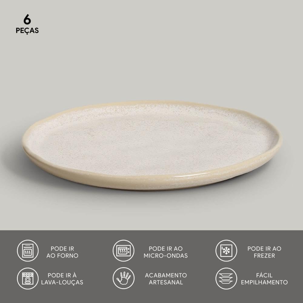 Porto Brasil Conjunto com 6 Pratos de Sobremesa Bio Latte 21,5cm
