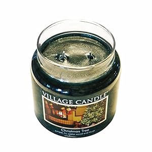 Village candle christmas tree large glass apothecary jar scented candle 26oz green  urban country home decor