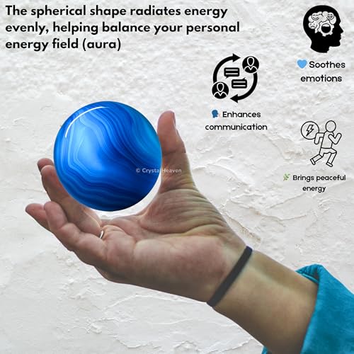 Image of Certified Blue Onyx Crystal Ball for Meditation - Premium Crystal Vastu Items for Home and Feng Shui Items for Good Luck - Ideal for Pooja Supplies and Spiritual Practices (2 inch Inch)