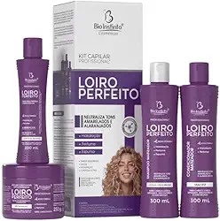Loiro Perfeito Kit Capilar Profissional, 4 Itens, Neutralizador de Tons Amarelados, Matizador e Hidratação e Maciez