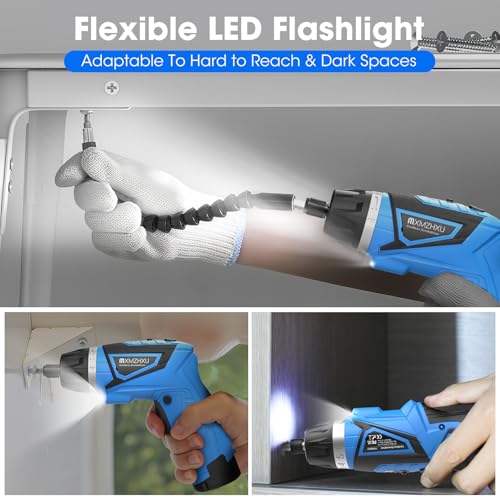 Cordless Screwdriver,8V Electric Screwdriver with 2X 2000mAh Battery,6+1Torque, 10N·m Max Rechargable Power Screwdriver 47pcs Bits, LED Light,Flexible Shaft by MXMZHXU - Used condition - Image 6