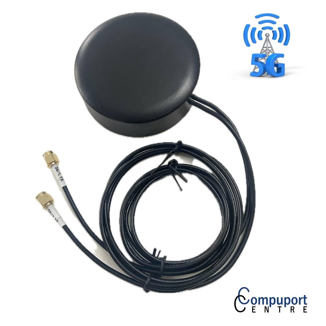 L'antenne de palet de montage magnétique et adhésif CompuPort 5G Cellular Omni-Directional est conçue pour une gamme d'applications cellulaires, y compris les appareils IoT. Câble mâle SMA double