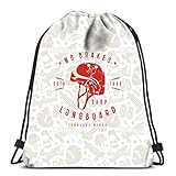Kordelzug Rucksack Bild von Longboarding Ausrüstung Longboard Club Label Shabby Texture Wäschesack Gym Yoga Bag