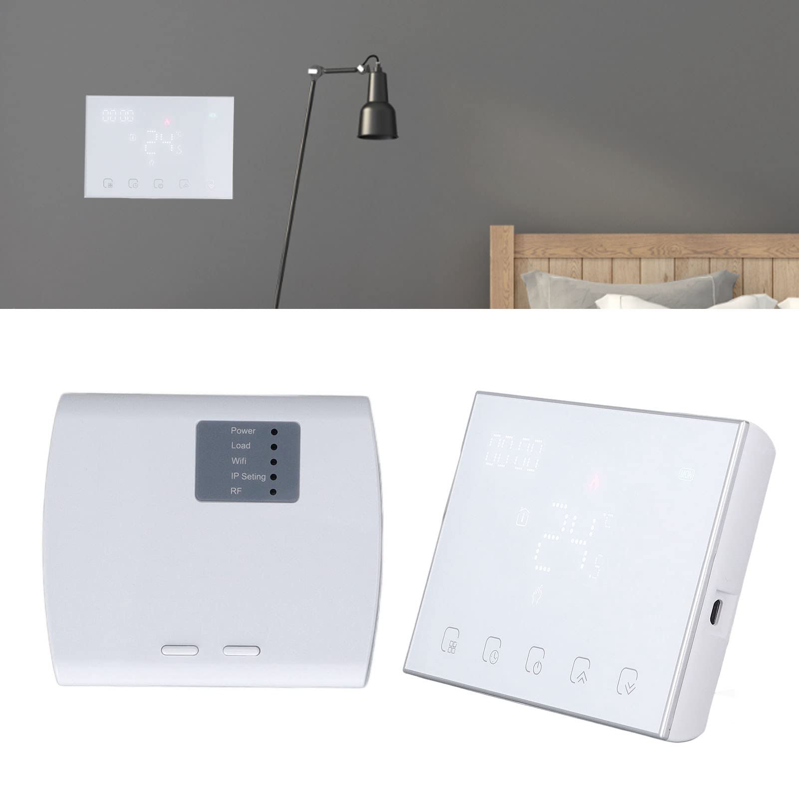 Termostat do podgrzewania wody Ekran dotykowy WIFI Sterowanie głosem Bezprzewodowy termostat Programowanie czasu USB 95 230 V Inteligentny termostat domowy do systemów