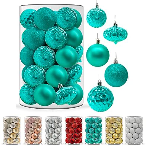 Festive Fix 21Pcs Christmas Tree Baubles in Gold  8cm Shatterproof Xmas Trees Decor Hanging Balls Ornament | 4-Finish Decorative Bauble Ball for Christmas Halloween Holiday and Party Decorations