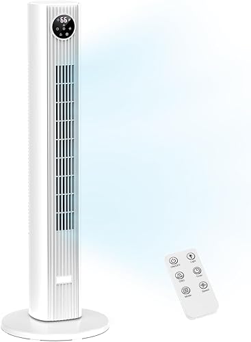 Miniatura 8 de ZAFRO Ventilador de torre para dormitorio, ventiladores de pie de 37 pulgadas con control remoto, ventilador oscilante de 90° con temporizador de 12