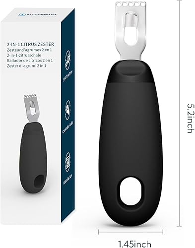 Miniatura 6 de KITCHENDAO Pelador de cítricos y limón, herramienta Zester para ahorrar esfuerzo, barra de herramientas ultra afilada de cáscara de limón, barra de