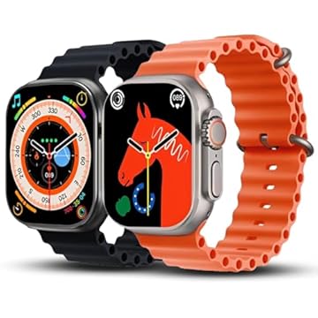 Relógio Smartwatch Inteligente S8 Ultra+ Tela Full Touch À prova d'água, 3 Pulseiras Removíveis, Preto, Branco, Laranja, Recebe Ligações e Notificações, Troca Músicas Bateria Longa Duração UTIMAIS+