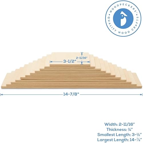 Miniatura 10 de Woodpeckers Tablas de construcción de madera arco iris, 1 juego de 11 listones de arco iris para juego abierto y desarrollo de habilidades