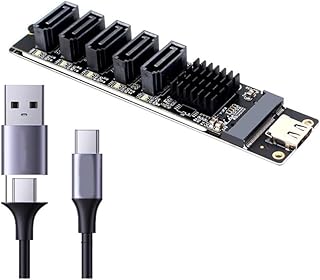 Tarjeta Convertidora Adaptadora de 5 Puertos Type-C A SATA3.0 6Gbps USB10G JM575+JMS580 para Expansión SSD HDD