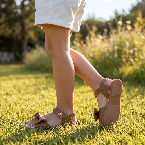 Image of THEE BRON Toddler Girls Sandals Wedding Flower Girl Dress Shoes Open Toe Flats