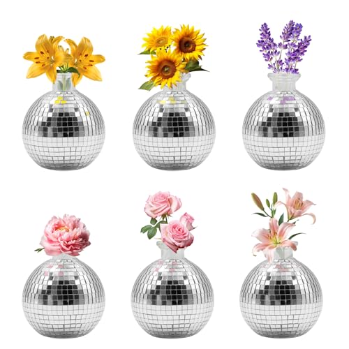 Discobolo Vaso Deko, Vaso Sfera Specchio Argentato Discobolo, Decorazione da Tavolo per Matrimoni e Feste | Decorazione Moderna da Tavolo in Metallo Riflettente