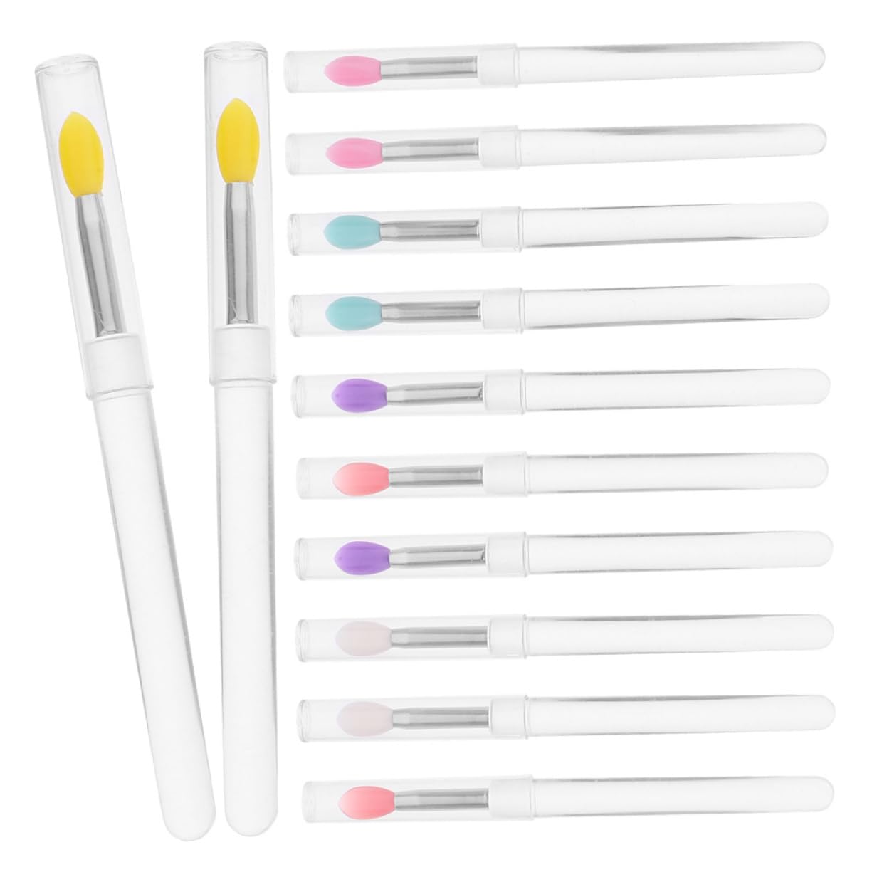 Mikinona Travel-ready 12pcs Silicone Lip Brush Applicators Lipstick and Lip Gloss Applicators Makeup Tools for Women