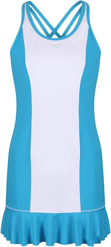 Girls Blue & White Tennis Dress Flared Tennis Dress Junior Tennis Dress Girls Golf Dress Kids Golf Clothing Glrls Sportswear : Sports & Outdoors