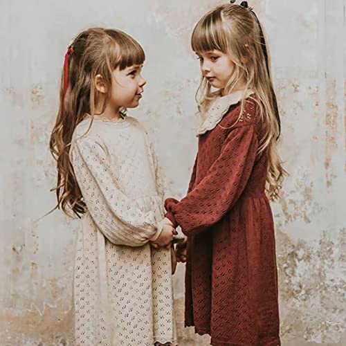 IBTOM CASTLE Baby Girls Ribbed Knit Sweater Dress Kids Ruffle Long Sleeve Casual Christmas Playwear2