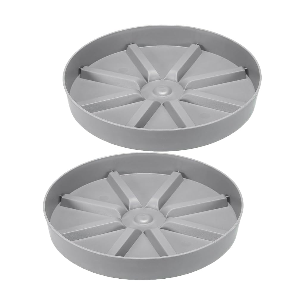 Round Plant Saucers, 2 Pcs Plastic Thicker Plant Pot Water Trays for Indoor Outdoor Garden Potted Plants Flowers (Grey, 153mm)