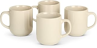 Amazonベーシック セラミック コーヒーマグ 4点セット 496ml 電子レンジ食洗機対応 アイボリー