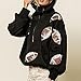 Xunger Women's Football Sequin Hoodie Half Zip Long Sleeve Rugby Patches Game Day Hooded Sweatshirt(0888-Black-XL-RD)