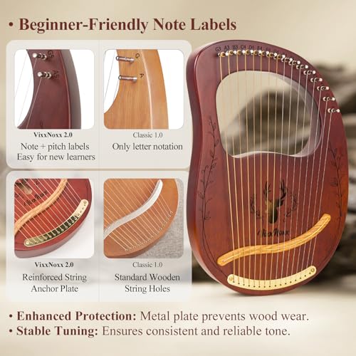 image for VixxNoxx Lyre Harp, 16-String Mahogany Lyra Harp Kit, Stringed Musical