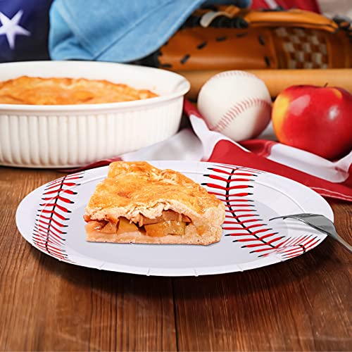 Adxco 48 Pack Baseball Plates 9 Inch And 7 Inch Round Baseball Themed Paper Plates Baseball Dinner Plates For Baseball Birthday Party Decor Supplies #TOP5