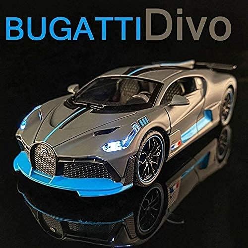 Image of 1:32 Scale Buugatti Divo Die-Cast Metal Cars with 4 Openable Doors Light and Musical Sound, Pull Back Action Vehicle Toy for Kids(Colors as Per Stock)(Buugatti)
