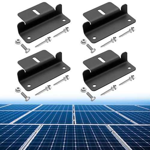 Anbte 4PCS Solar Panel Mounting Z Brackets Aluminum Solar Panel Mounting Bracket 304 Stainless Steel Screws Stable Rust - Resistant Easy Install for Roof RV Boat Yacht Black