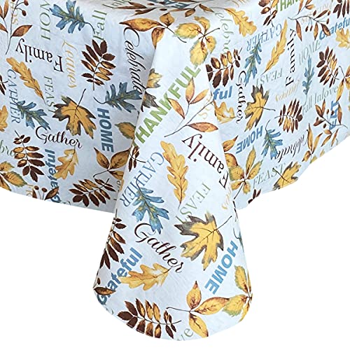 Lintex Fall In Love Colorful Leaves Peva Non Toxic Autumn Vinyl Tablecloth, Thanksgiving Harvest Gathering Easy Care Peva Fall Tablecloth6, 60" X 102" Oblong/Rectangle #TOP2