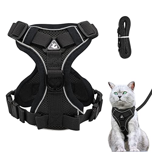 Cat Harness and Lead Set, Adjustable Kitten Harness and Lead Set including Reflective Strips Escape-Proof