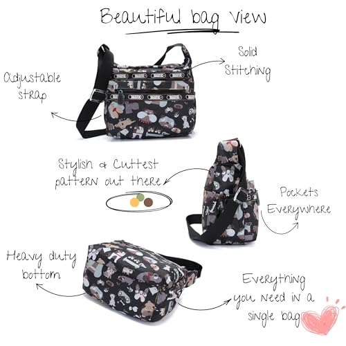 Womens Crossbody Bag Purse Lightweight Nylon Travel, Work Daily Use Multi-Pocket, Adjustable Strap Shoulder Tote Bag4