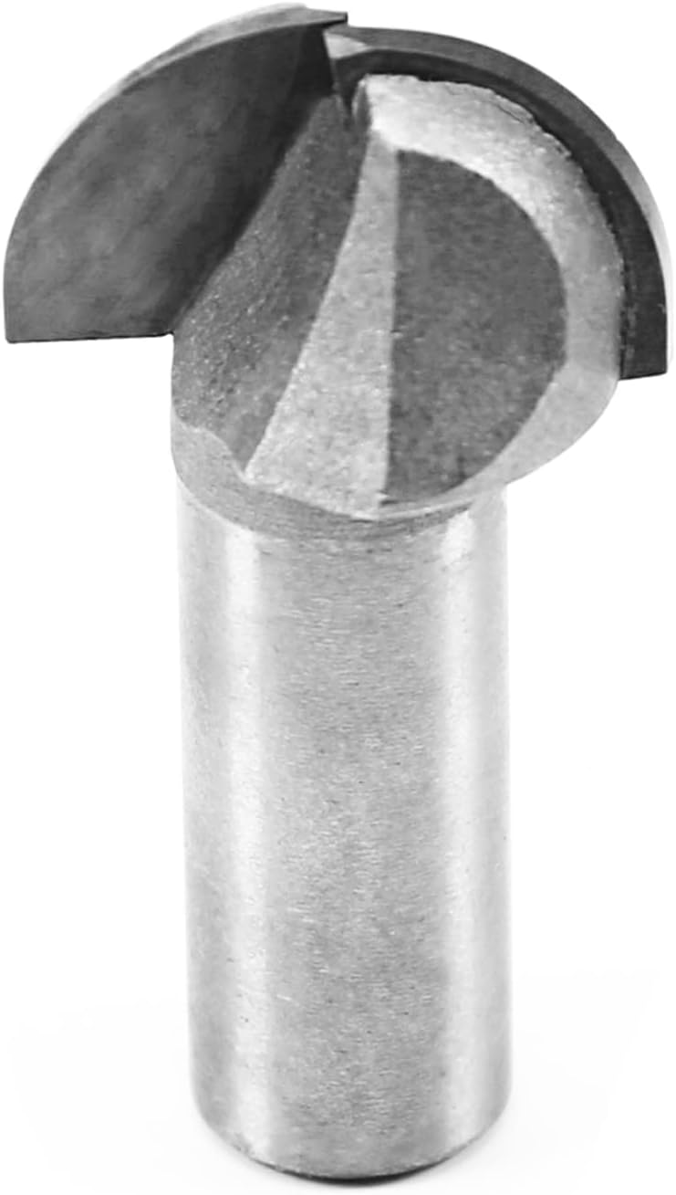 Utoolmart Round Router Bit, Core Box Cemented Carbide Tip Router Bit, 1/2-inch Shank 1-inch Cutting Diameter, for Carpentry Woodworking Milling Cutter Tool, 1 Pcs