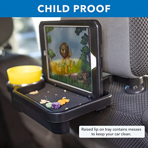 Mount-It! Headrest Cup Holder | Car Back Seat Organizer To Keep Kids Entertained - Cup Holder Tray For Car Holds Drinks, Food & Phones/Tablets | Install In Seconds - Folds Down When Not In Use #TOP4