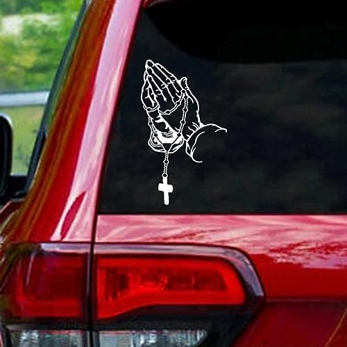 Miniatura 4 de JINYUNDUOSP Road Rage - Calcomanías de alta calidad para vehículos con manos rezantes y rosario para automóvil camión computadora pared cualquier