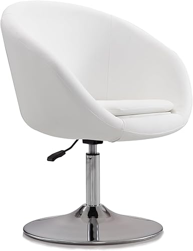Manhattan Comfort Hopper Silla giratoria ajustable con giro de 360, asiento tapizado, base de cromo pulido, diseño moderno de cuenco para oficina en