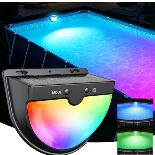 Solar Pool Lights for Above Ground Pools Solar Powered Pool Lights with 10 Lighting Modes Upgraded Pool Lights for Framed Above Ground Pools Solar Light Waterproof Swimming Pool Accessories 1PC