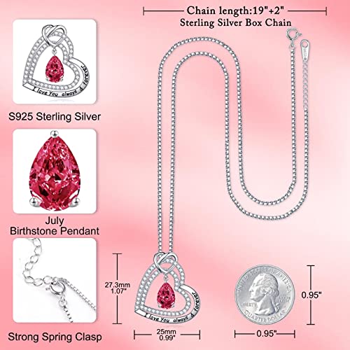 Iefil Mothers Day Gifts Jewelry, Sterling Silver Birthstone Jewelry July Red Ruby Necklace Mothers Day Gifts Anniversary Jewelry Gifts 80Th Birthday Gifts For Grandma Mom Wife Girlfriend #TOP5