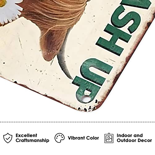 Metal Tin Sign Vintage Wash Up Buttercup Cow Funny For Home, Bathroom, Toilet Wall Decor 12X8 Inches #TOP3