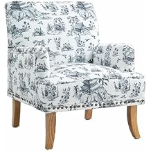 Modern Accent Chairs Comfy Armchair Dining Chairs with Log Legs Desk Chair Single Person Sofa for Living Room for BedroomInk wash Painting