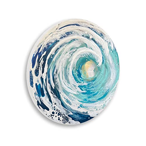 Stupell Industries Round Sea Waves Nautical Ocean Wood Wall Art, Design by Stacy Gresell