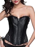 90% Polyamid, 10% Elastan r-dessous Damen Vollbrust Corsage schwarz Korsett Bustier Mieder Korsage Corset Gothic Top Dessous Reizwäsche Groesse: XXL