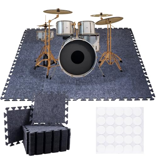 16 Pieces Thick Sound Absorbing Interlocking Floor Mats, High Density Piano Carpet Drum Rug...